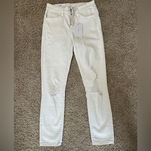 Vervet Mid-Rise White skinny jeans- distressed- Size24
